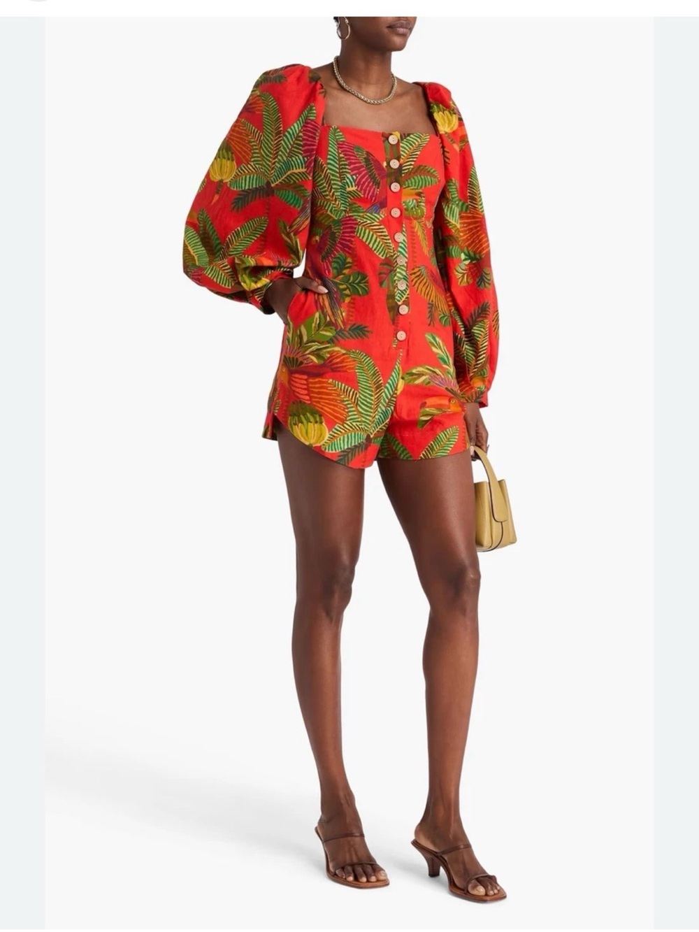 Farm Rio Red Forest Birds Romper